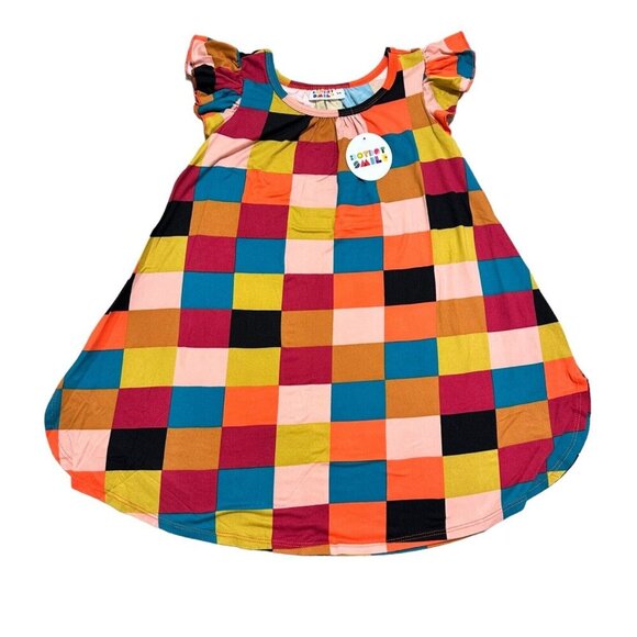 Dot Dot Smile Toddler Girls Size 3/4 Multicolor Block Print Swing Dress NWT - Picture 1 of 5